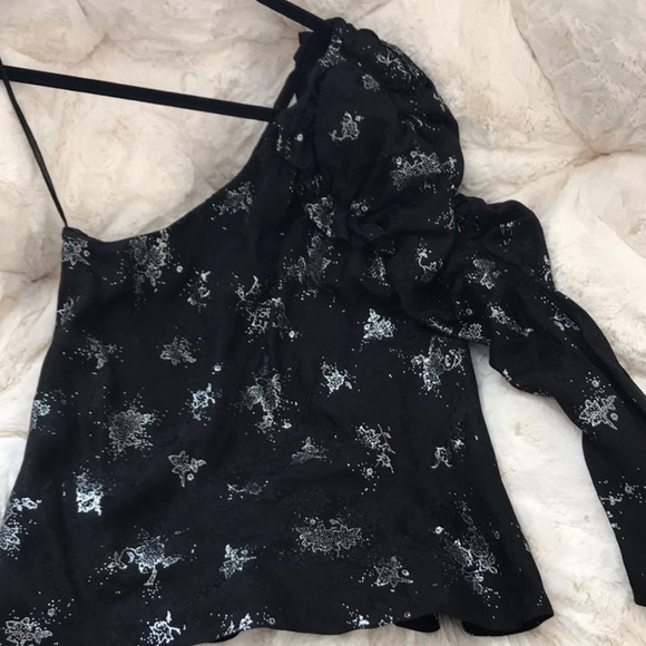 Rebecca Taylor silk one shoulder blouse - Picture 3 of 6